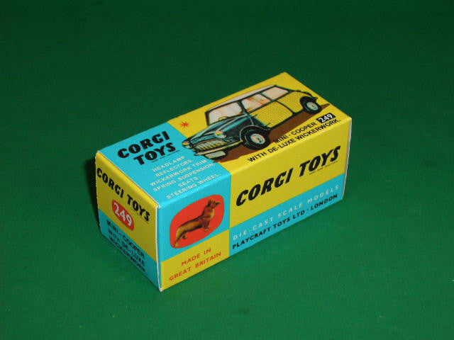 Corgi Toys #249 Mini - Cooper with De-Luxe Wickerwork.