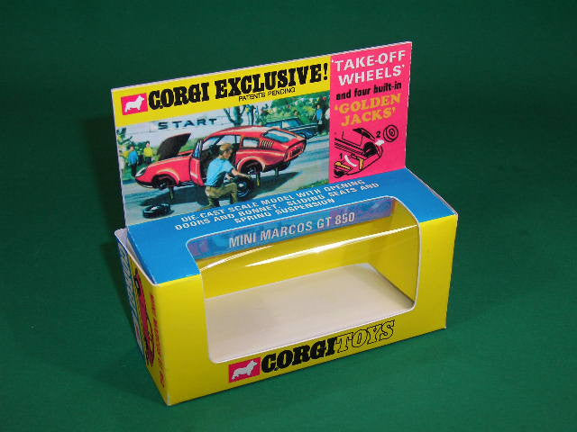 Corgi Toys #341 Mini Marcos GT 850 - 'Golden Jacks'.